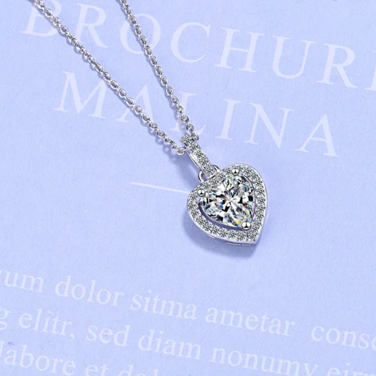 FREE Shipping - 925 Sterling Silver Zircon Heart Pendants Link Chain Necklaces For Women Luxury Designer Jewelry Gift Female