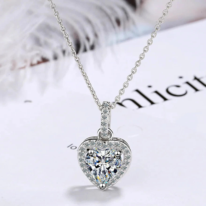 FREE Shipping - 925 Sterling Silver Zircon Heart Pendants Link Chain Necklaces For Women Luxury Designer Jewelry Gift Female