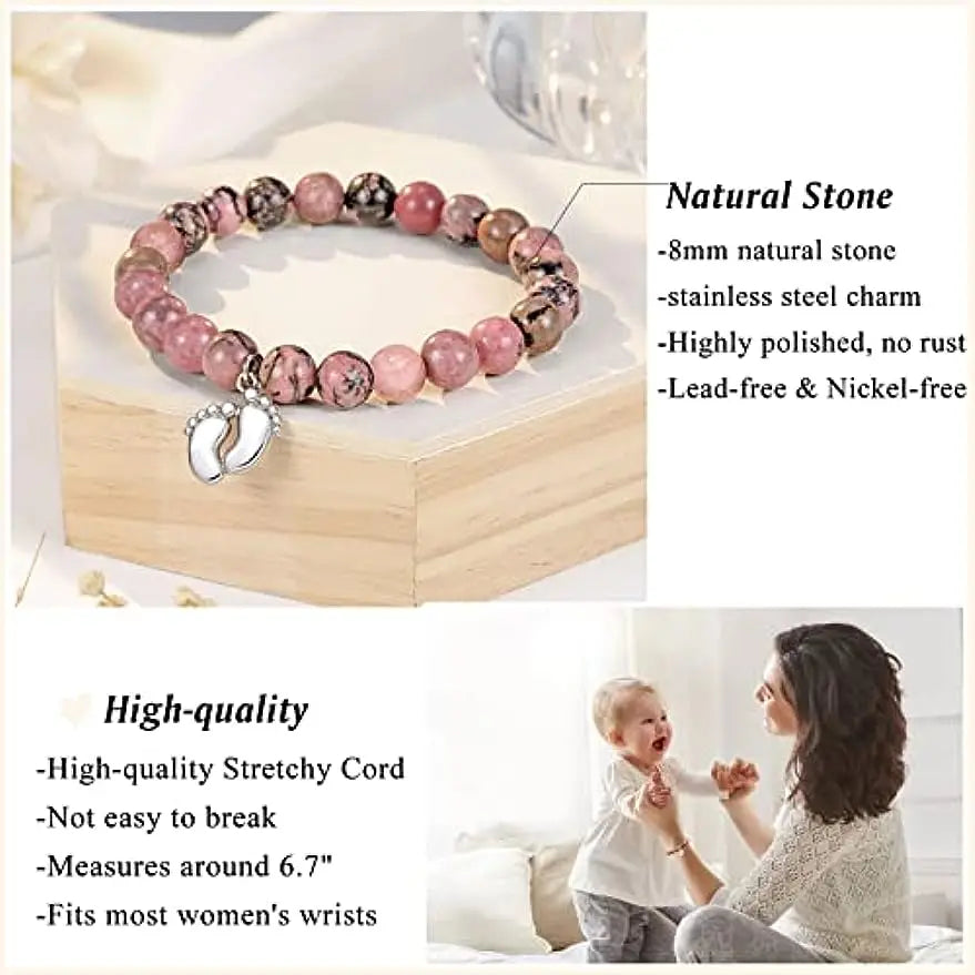 FREE Shipping - Natural Stone Beaded Bracelet for Mothers