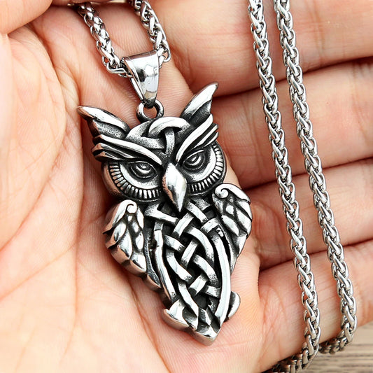 FREE Shipping - Celtic Owl Pendant Necklace -- Stainless Steel