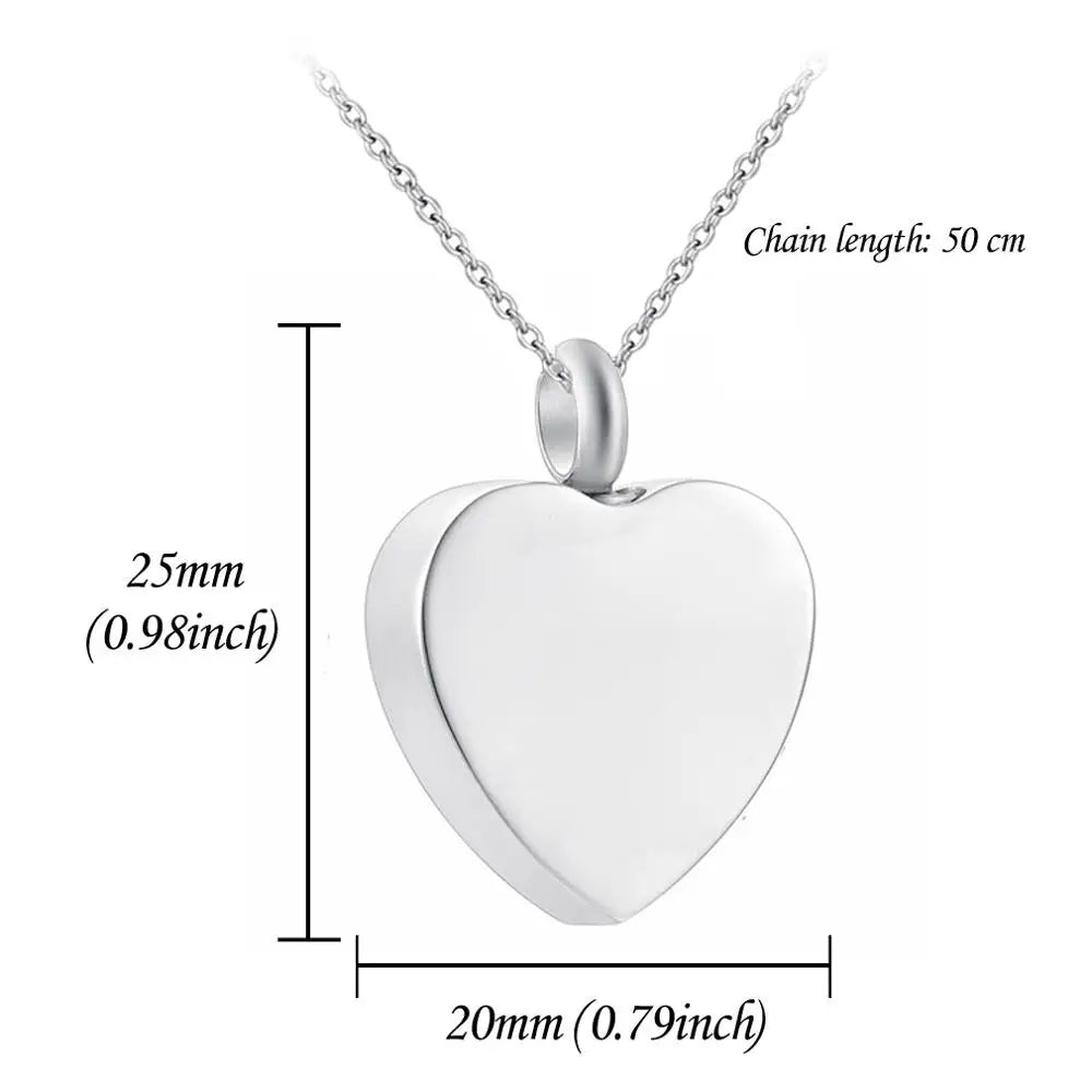 FREE Shipping - Silver Heart Cremation Jewelry Pendant Necklace - Pet Dog Ashes - Urn Pendant Keepsake Memorial - With Funnel Filling Tool