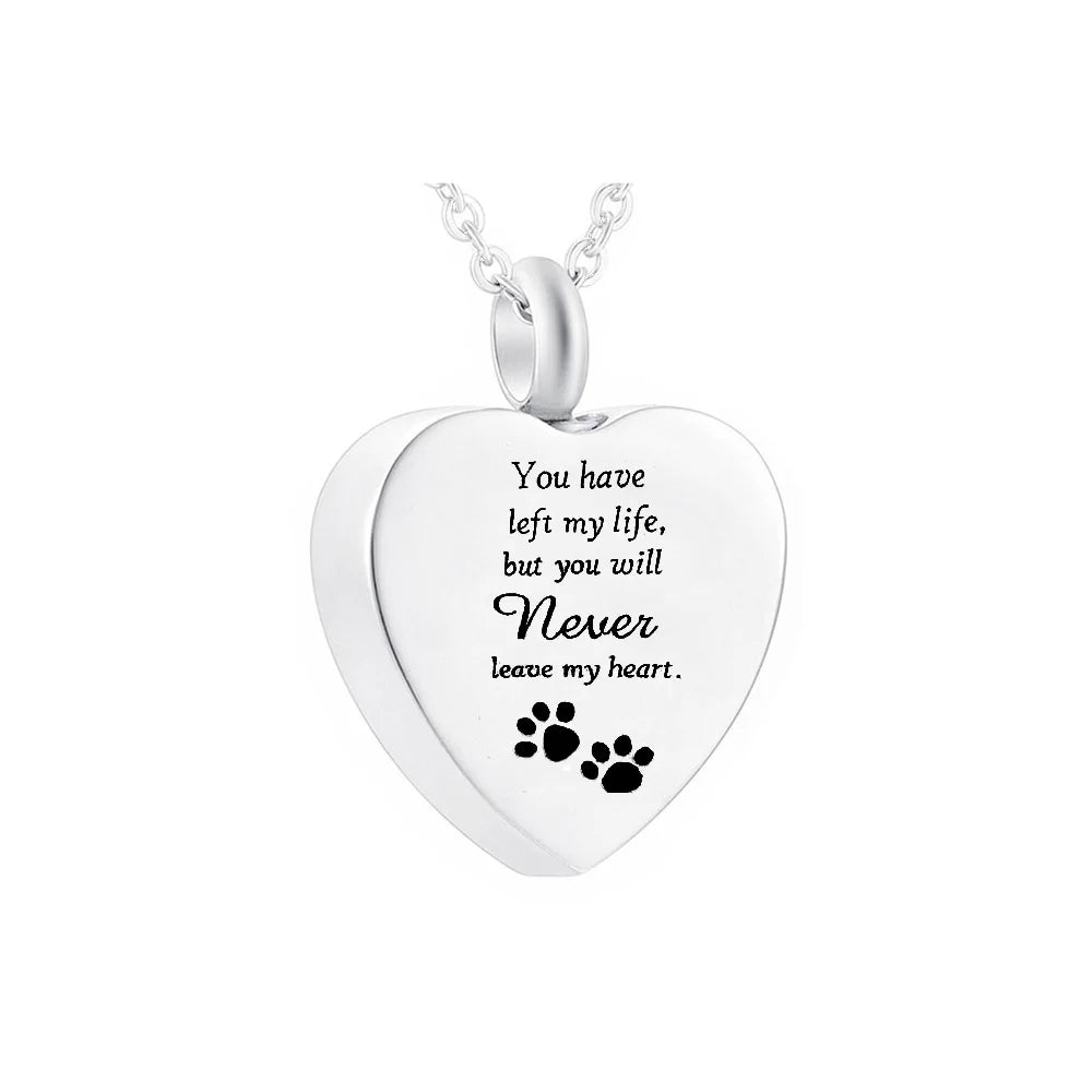 FREE Shipping - Silver Heart Cremation Jewelry Pendant Necklace - Pet Dog Ashes - Urn Pendant Keepsake Memorial - With Funnel Filling Tool